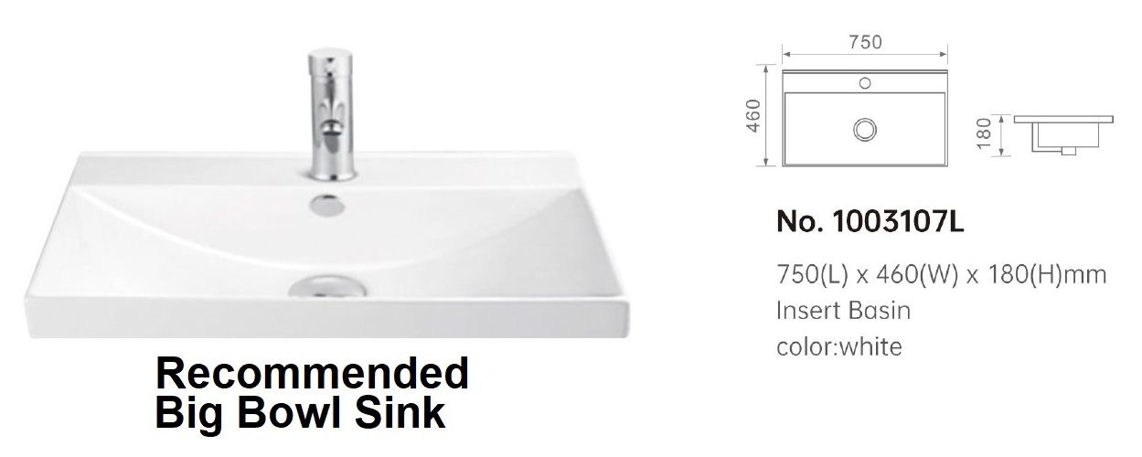 DUSCHE 750mm PVC Vanity Cabinet Set D7103 view 2