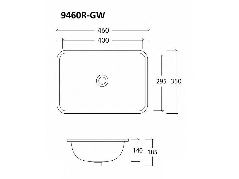 CUBI 9460R-GW Under Mount Wash Basin view 2