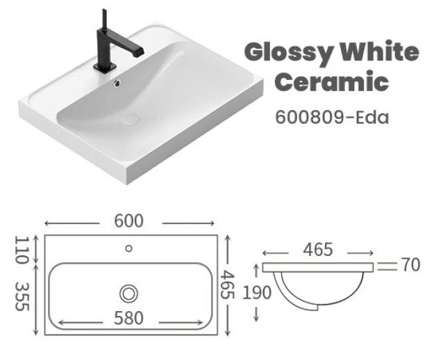 CUBI 600mm PVC Vanity Cabinet COVE 6046101 view 8