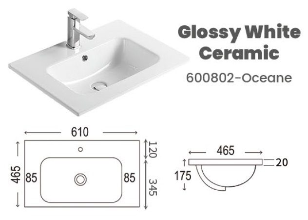 CUBI 600mm PVC Vanity Cabinet COVE 6046101 view 12