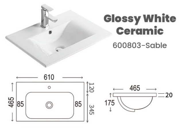 CUBI 600mm PVC Vanity Cabinet COVE 6046101 view 11