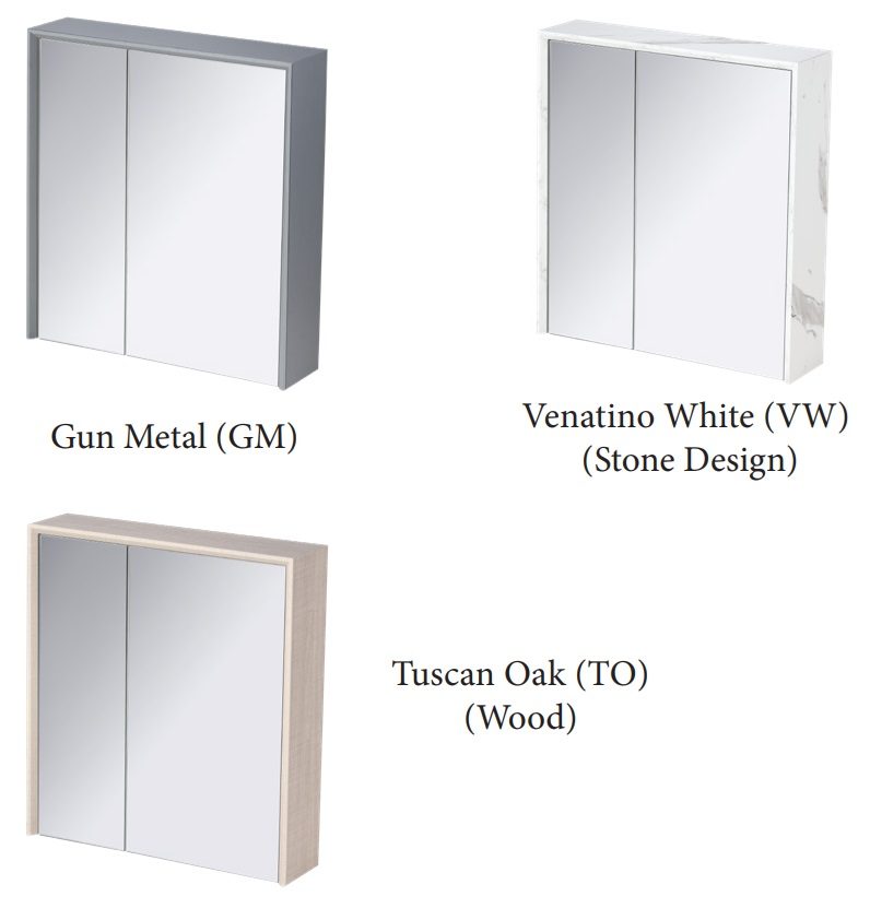 RUBINE 2 Doors PVC Mirror Cabinet RMC-ACO-5560D15 view 3