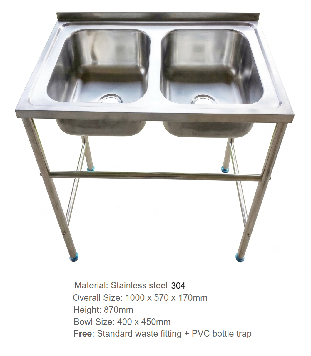 MONIC FS-1000 Two Bowls Freestanding Kitchen Sink
