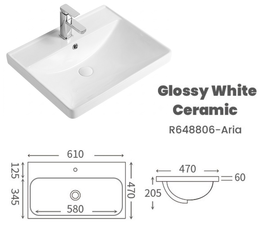 CUBI 600mm PVC Vanity Cabinet CURVO R6048121 view 2