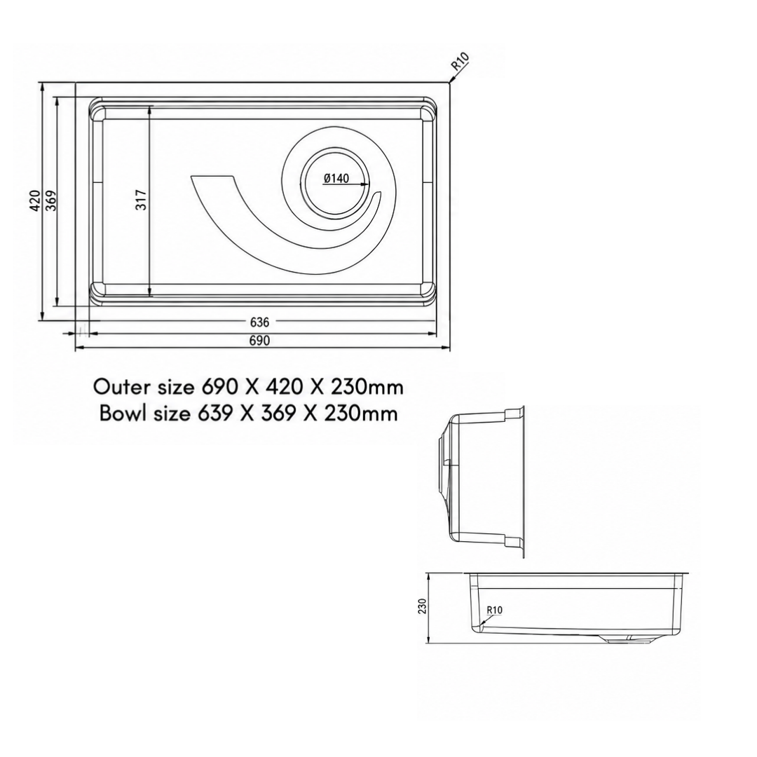 ESFERA Tornado Workstation Kitchen Sink EKS-6942NGM-M view 4