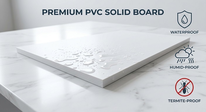 Waterproof PVC solid board for bathroom vanity cabinets, humid-proof and termite-proof