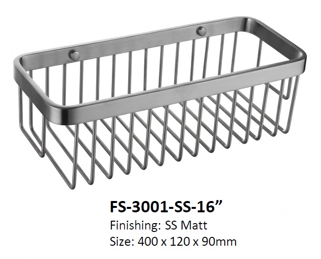 NOBEL Stainless Steel Shampoo Basket In Silver Matt Finished view 3