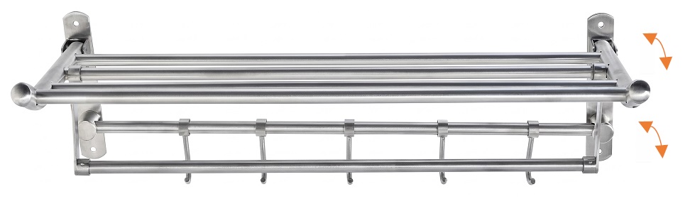 NOBEL Swivel Towel Rack With Hooks - AT-8033-SS view 2