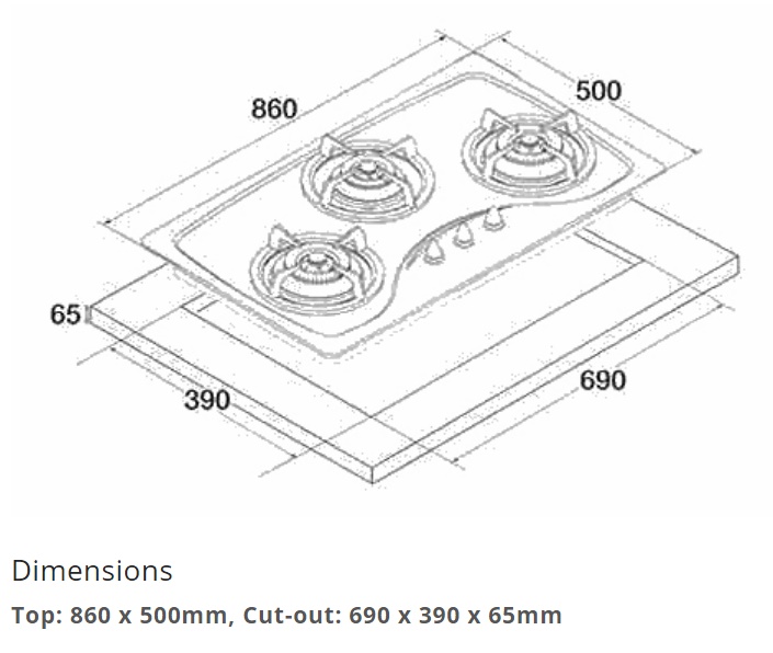 TECNO Cooker Hob T333TG SV view 5