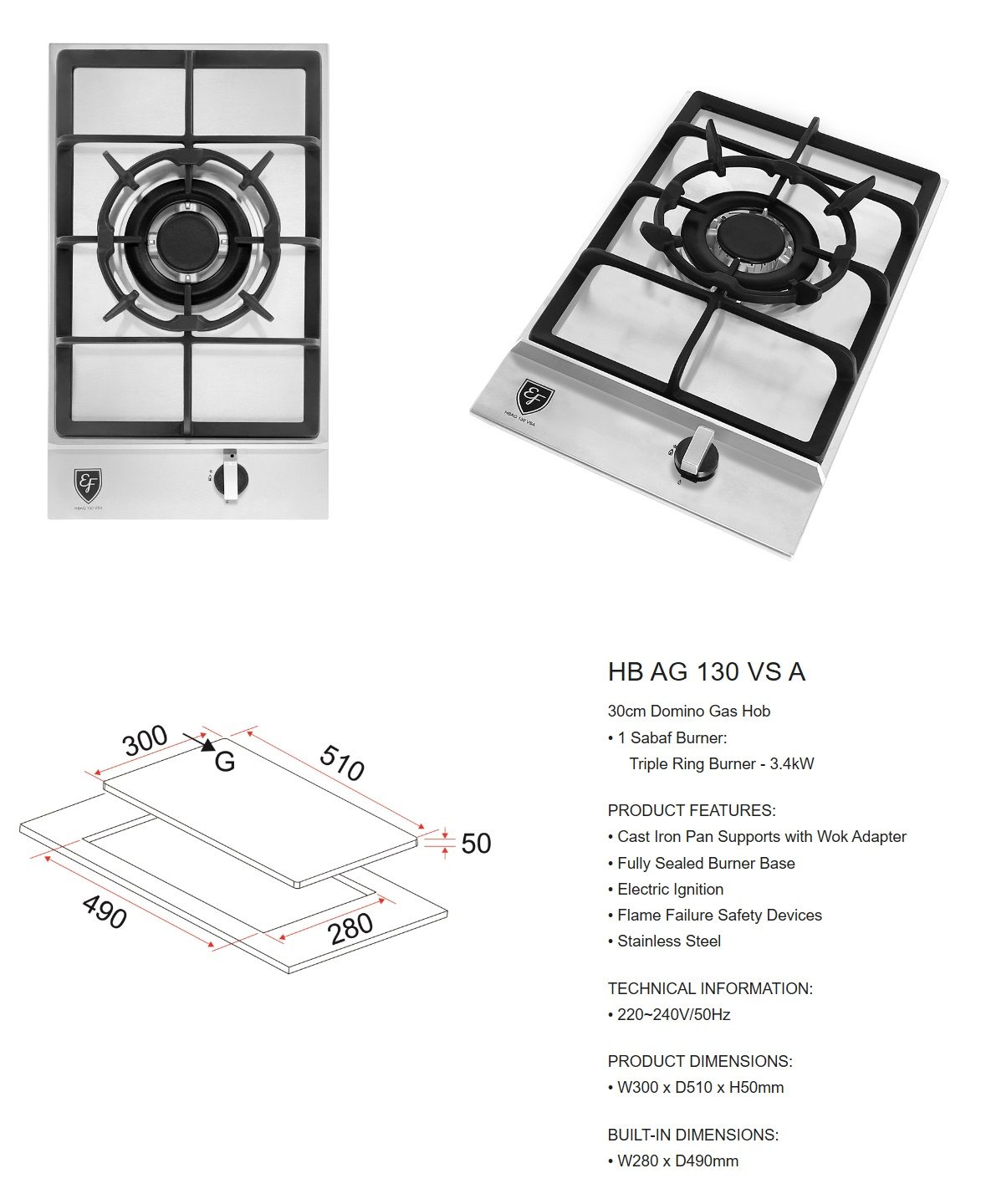 EF  Cooker Hob HB AG130VS-A