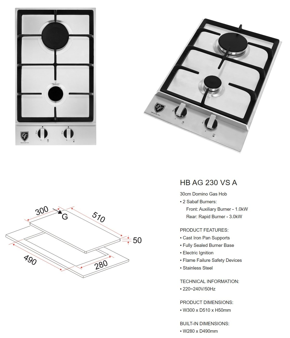 EF  Cooker Hob HB AG230VS-A