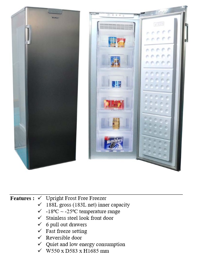 TECNO Upright Freezer TFF288 - 188 Litres view 2