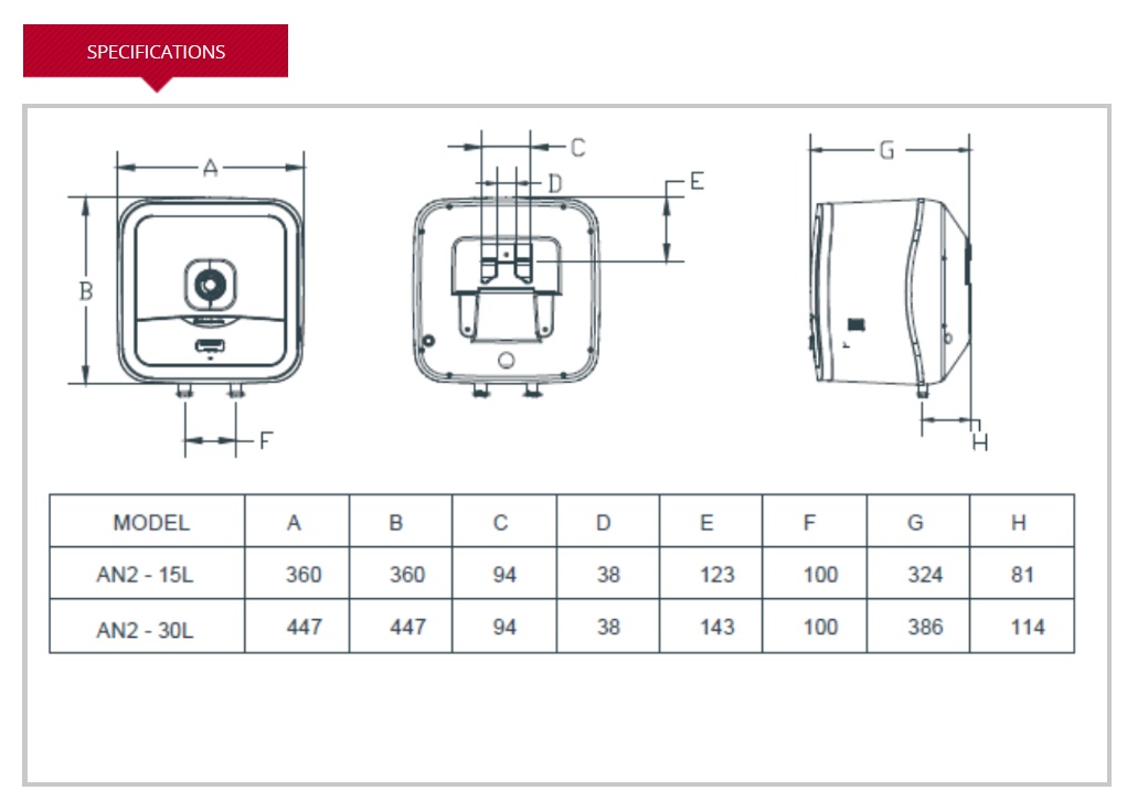 ARISTON Andris2 RS Storage Water Heater - 15 Litres view 3