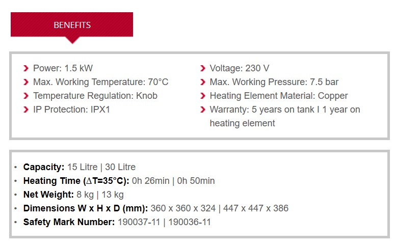 ARISTON Andris2 RS Storage Water Heater - 15 Litres view 4