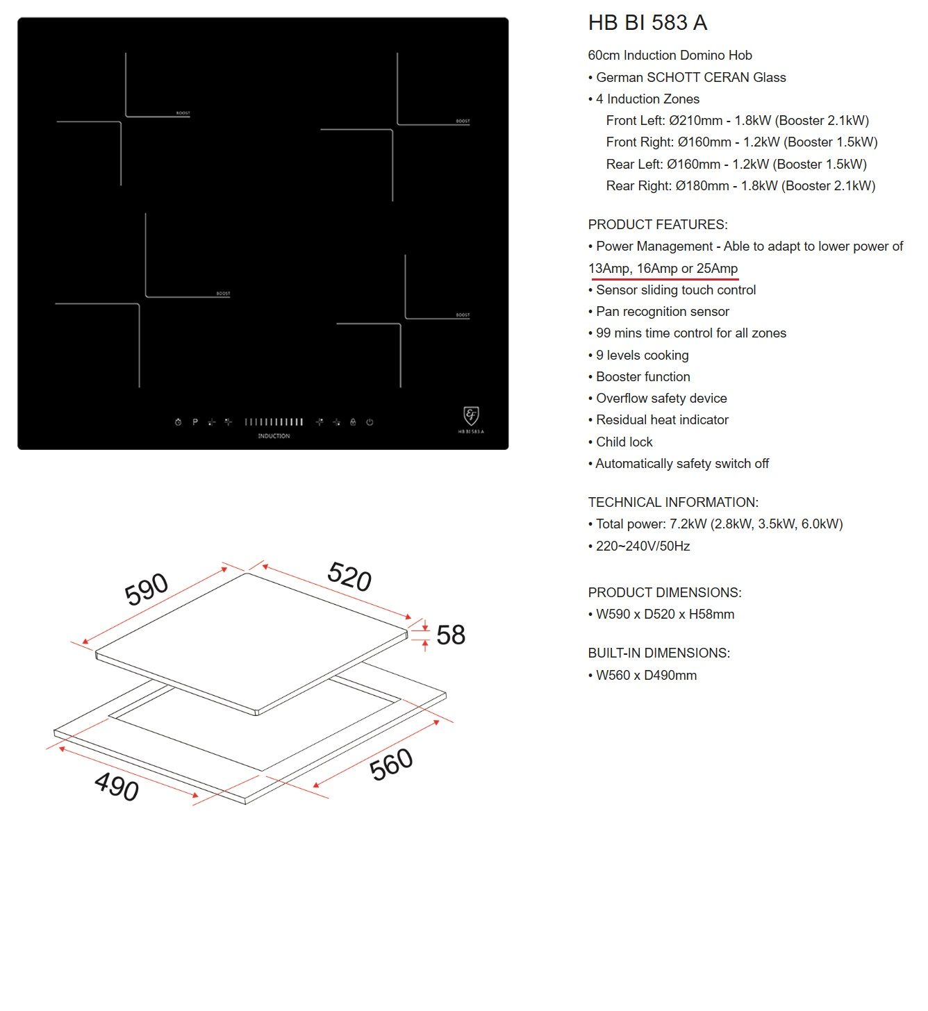 EF  Induction Hob HB BI 583A