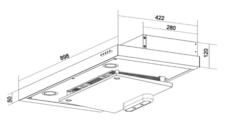 TECNO DYNA-X TCH-939TC SS Built-In Stainless Steel Color Cooker Hood view 3