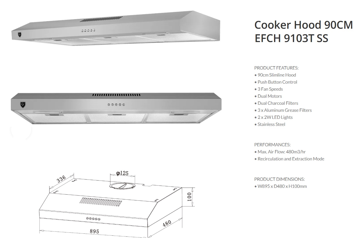EF Cooker Hood EFCH 9103T SS