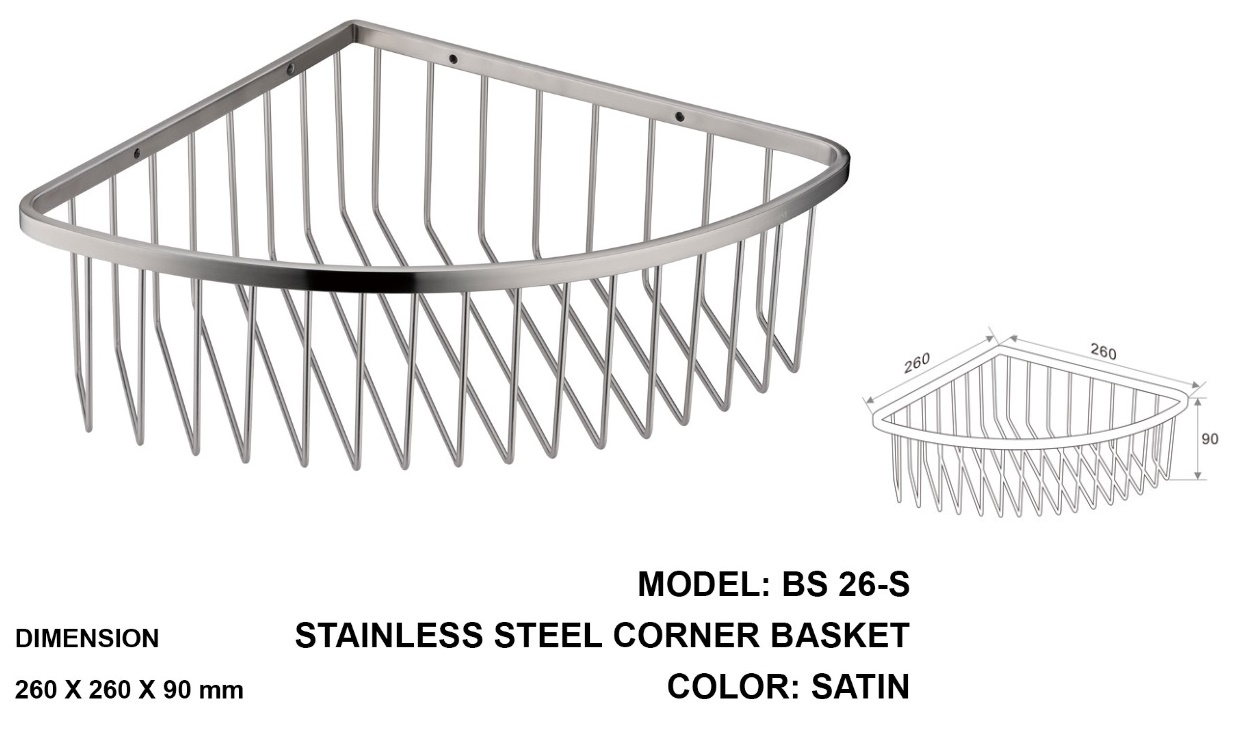BOSHSINI Stainless Steel Corner Basket BS 26-S