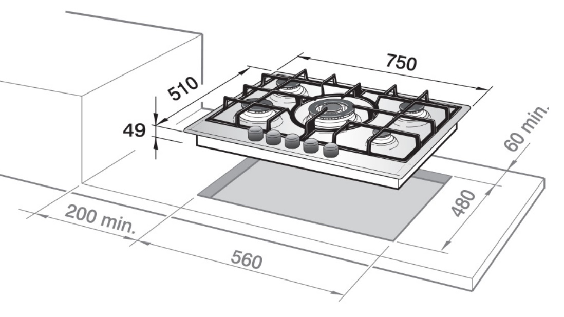 ELBA Cooker Hob ELIO 75-300D1 - Made In Italy view 3