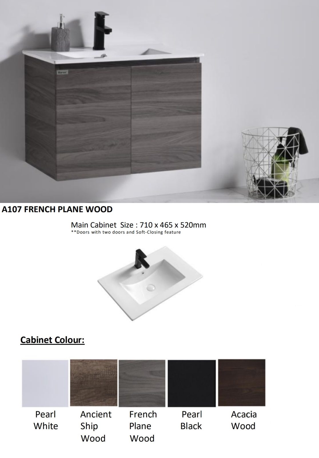 BARON A107 Stainless Steel Basin Cabinet Set