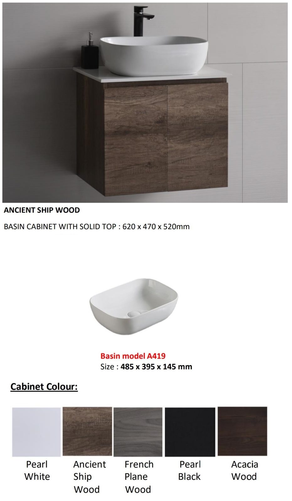 BARON A103C Vanity Cabinet With Sink Set
