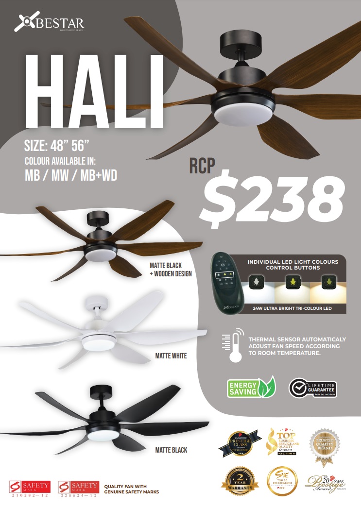 BESTAR HALI 48 & 56 Inch Ceiling Fan With LED Light