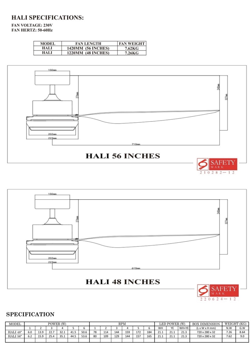 BESTAR HALI 48 & 56 Inch Ceiling Fan With LED Light view 2