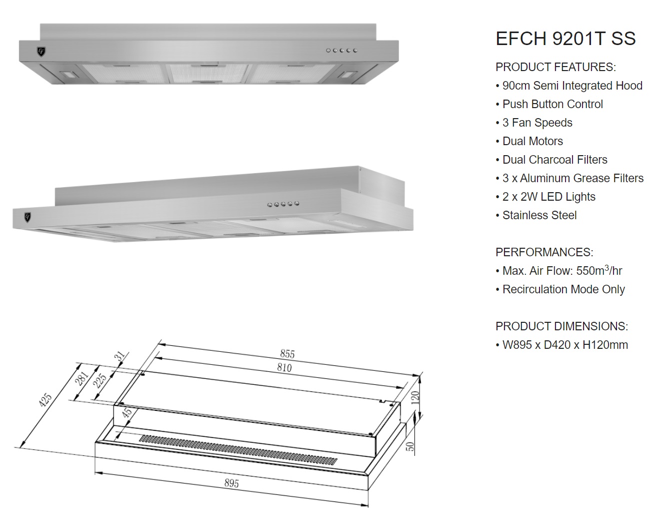 EF Cooker Hood EFCH 9201T SS
