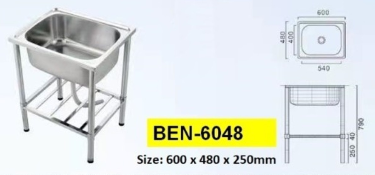 COSTA BEN-6048 Freestanding Kitchen Sink With Shelf