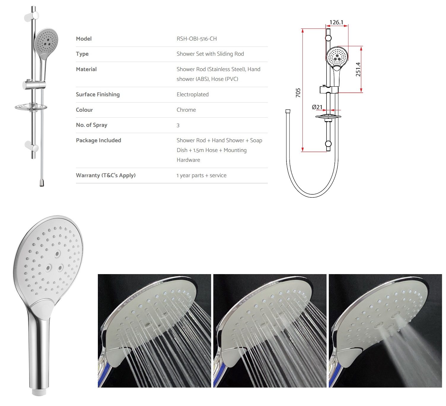 Rubine Round Shower Set - RSH-OBI-516-CH