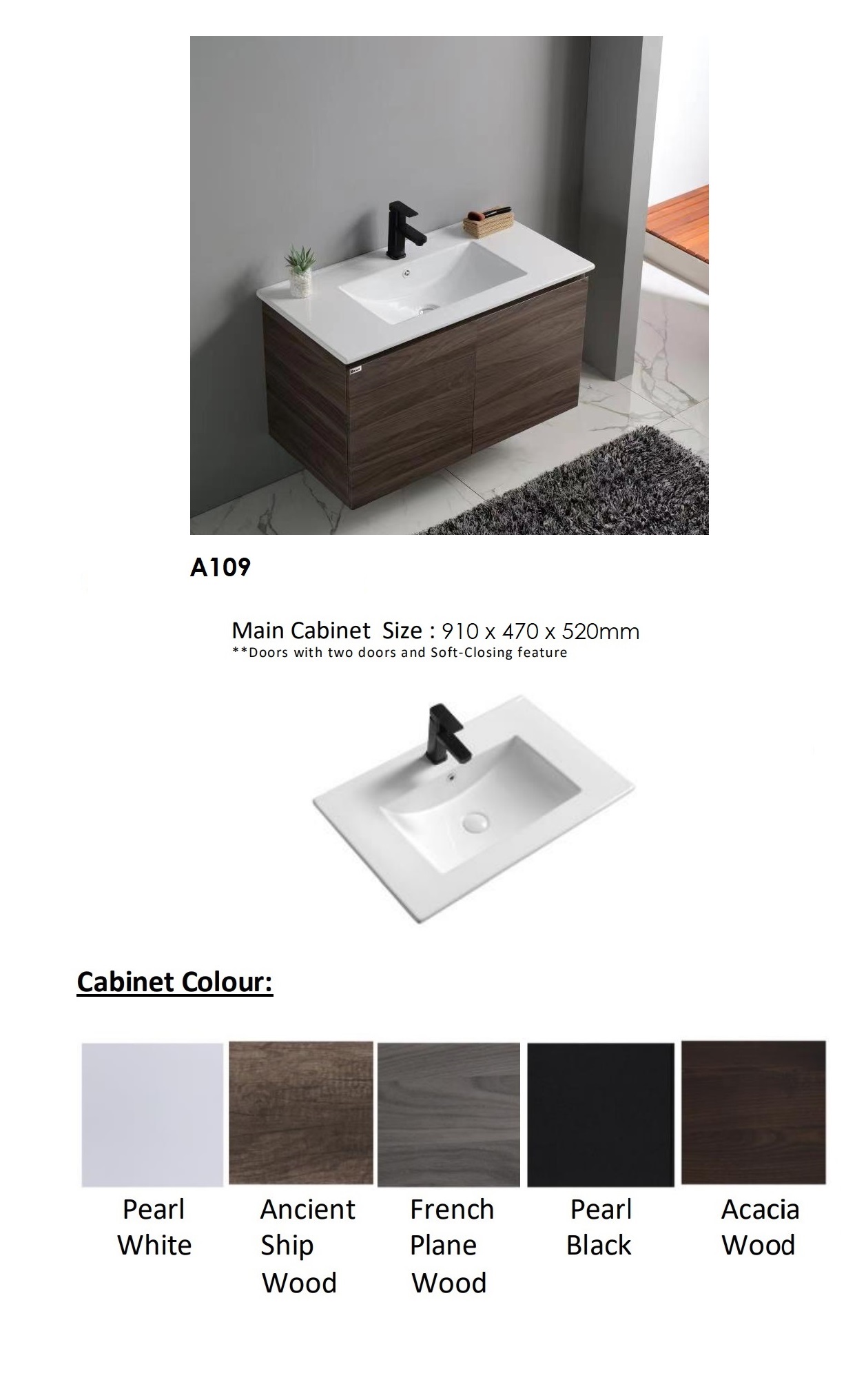 BARON A109 Stainless Steel Basin Cabinet Set