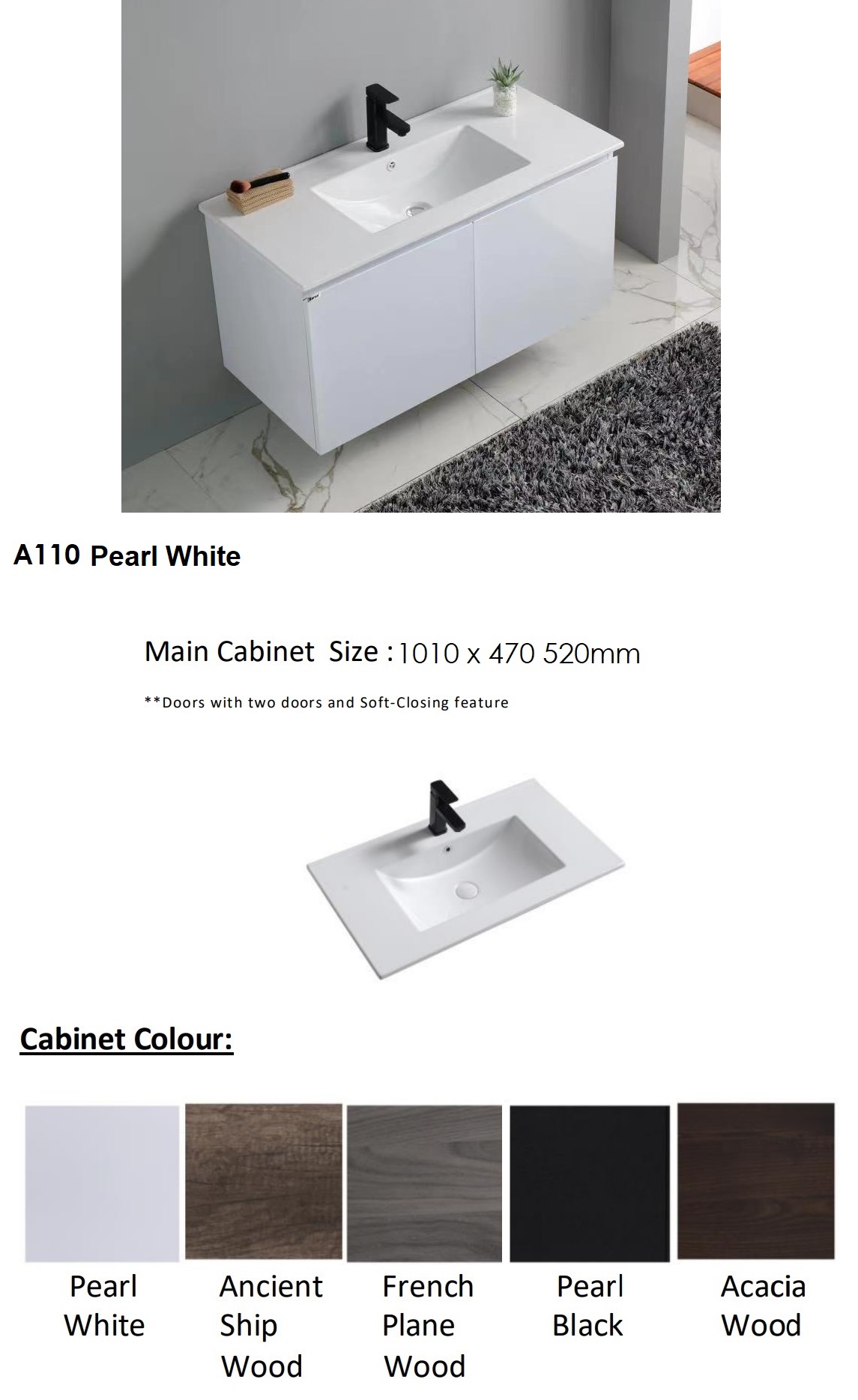 BARON A110 Big Size Stainless Steel Basin Cabinet Set