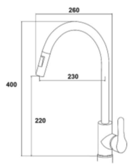 NOBEL Pull-Out Kitchen Sink Mixer Water Tap - VS-4021-SS view 2
