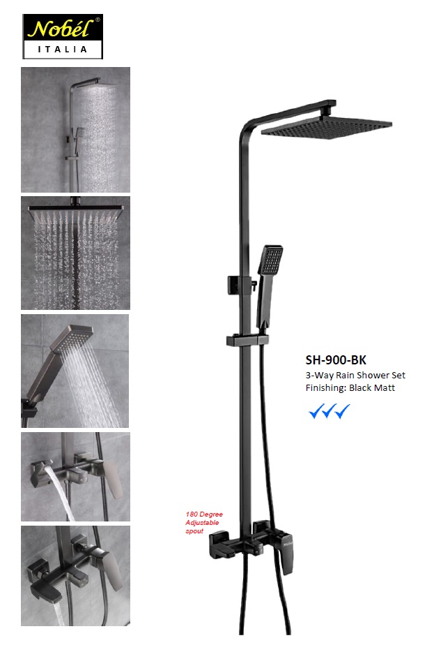 NOBEL Rain Shower Set SH-900-BK Black Color