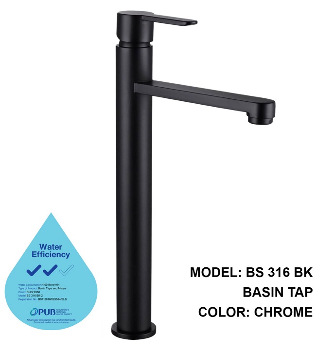 BOSHSINI Tall Basin Cold Water Tap BS-316 BK