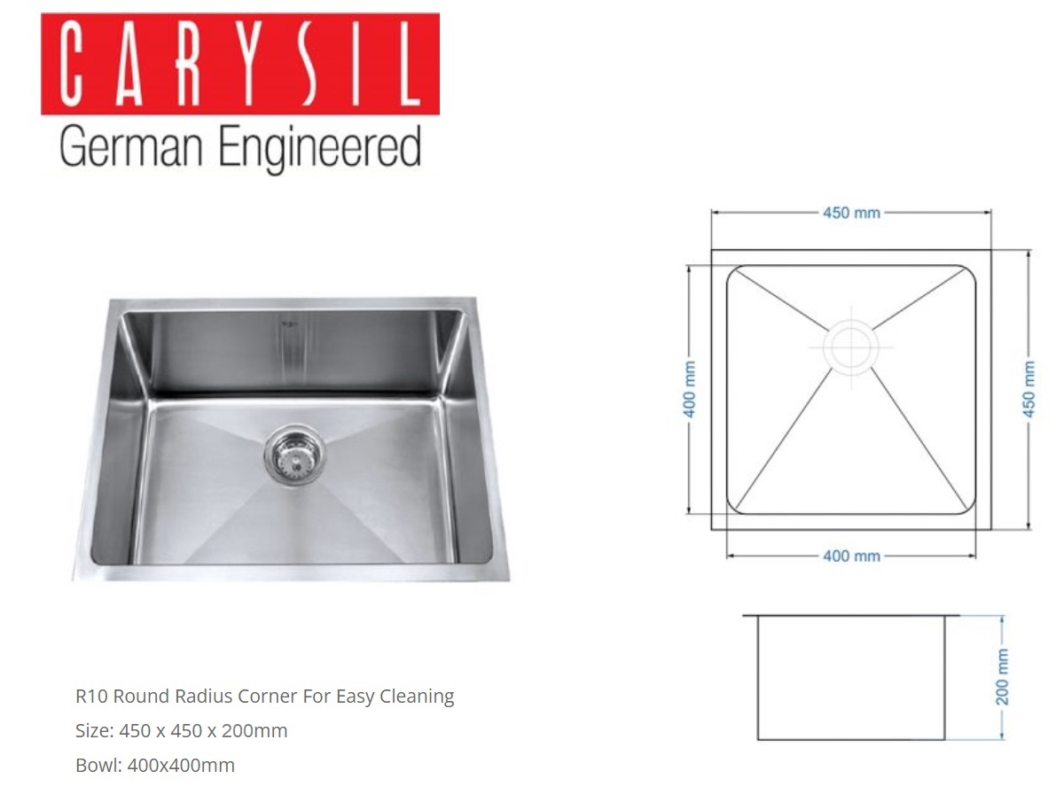 CARYSIL RXQ-450 Stainless Steel Undermount Kitchen Sink