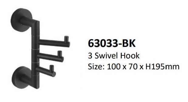 NOBEL Bathroom Swivel Hook 63033-BK