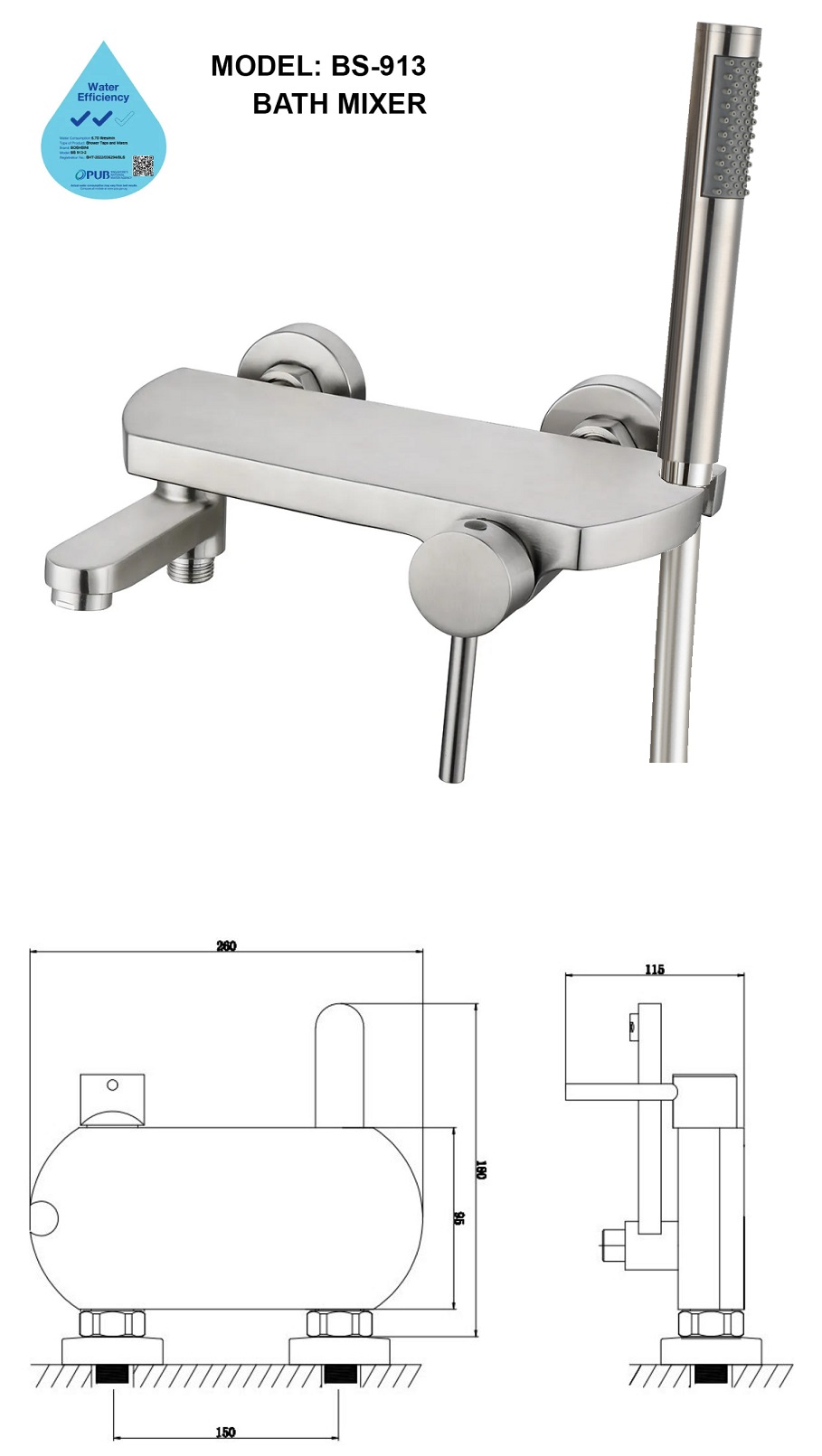 BOSHSINI Bath Mixer With Hand Shower BS-913