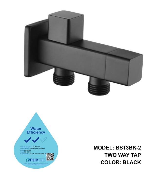 BOSHSINI 2 Ways Angle Valve BS-13BK-2 Matt Black