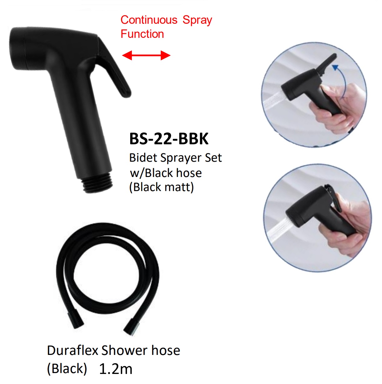 NOBEL Bidet Sprayer BS-22-BBK - Matt Black
