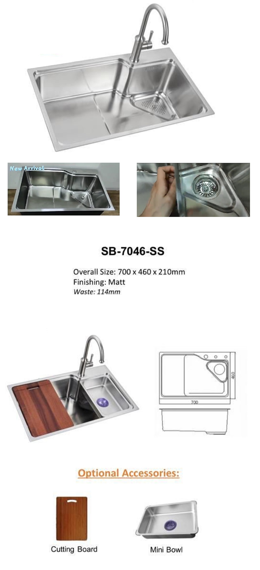 NOBEL Stainless Steel Kitchen Sink SB-7046-SS