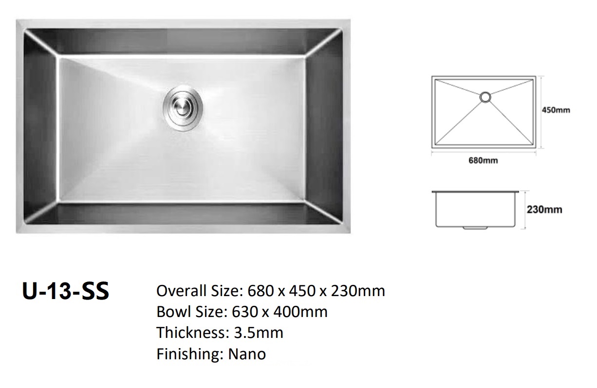 NOBEL Stainless Steel Nano Kitchen Sink U-13 SS