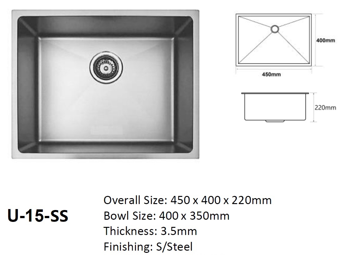 NOBEL Stainless Steel Nano Kitchen Sink U-15 SS