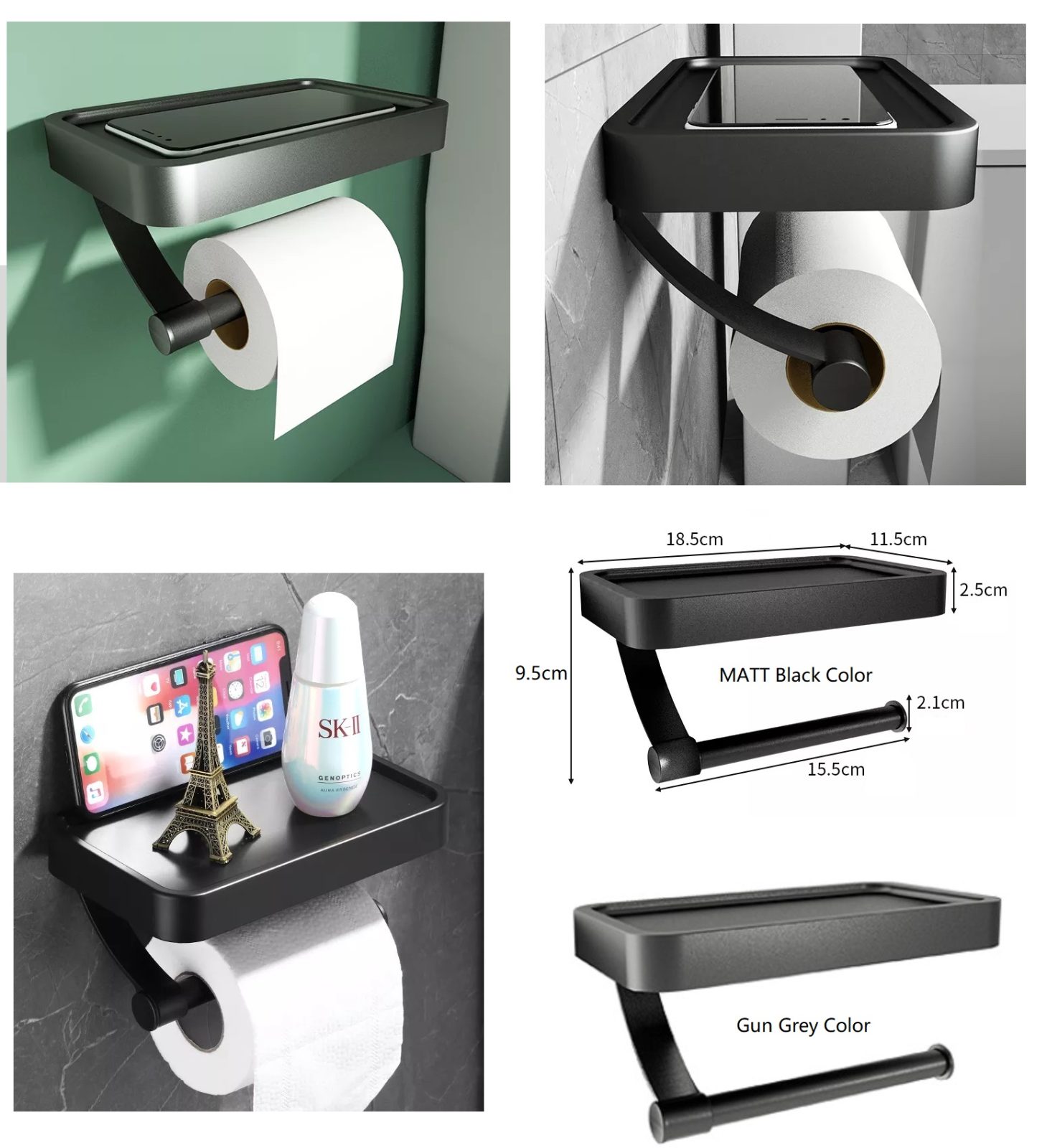 BATHAR Aluminum Paper Holder With Tray BPH-A307