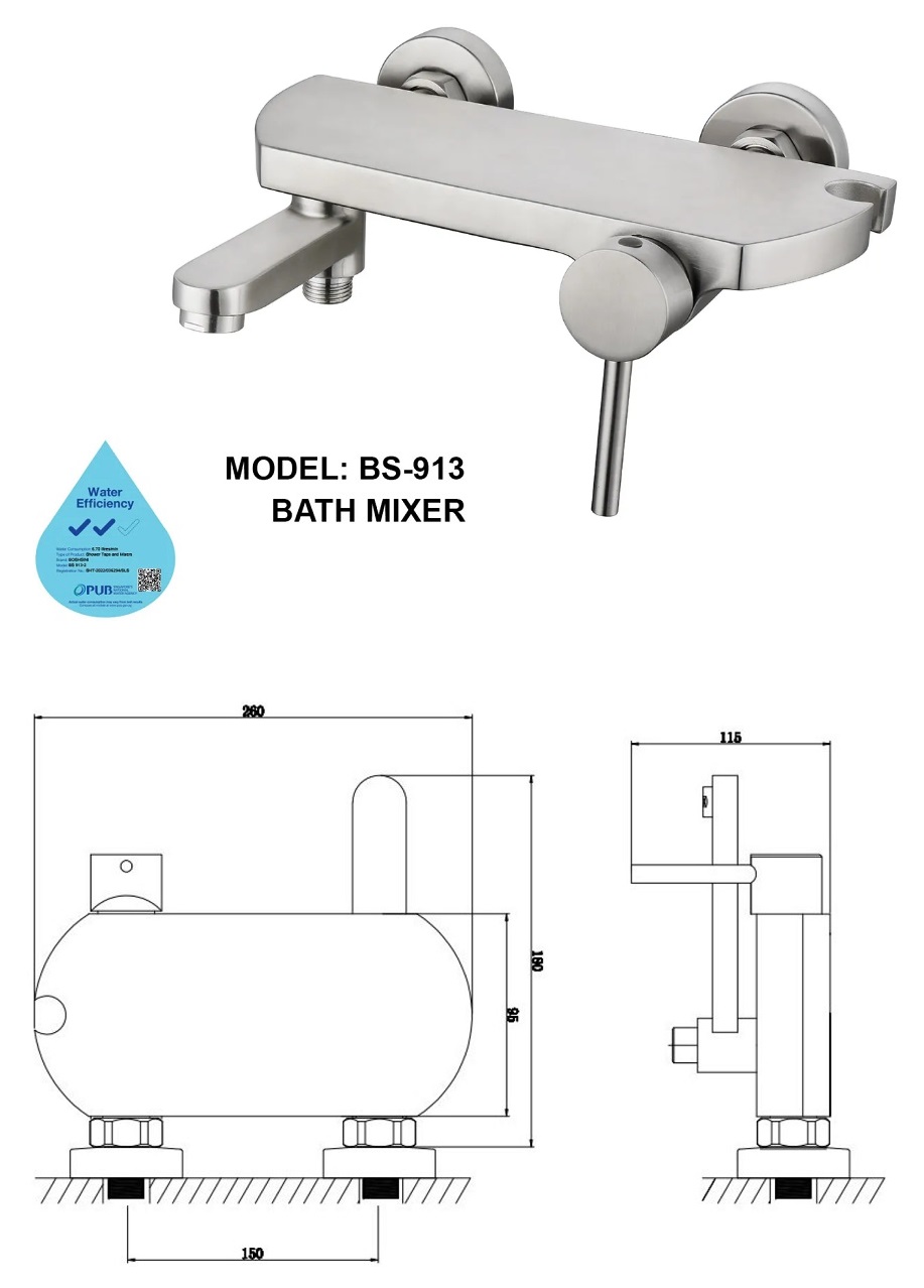 BOSHSINI Stainless Steel Bathroom Shower Set With Shower Mixer Offer BS-148 Plus view 3