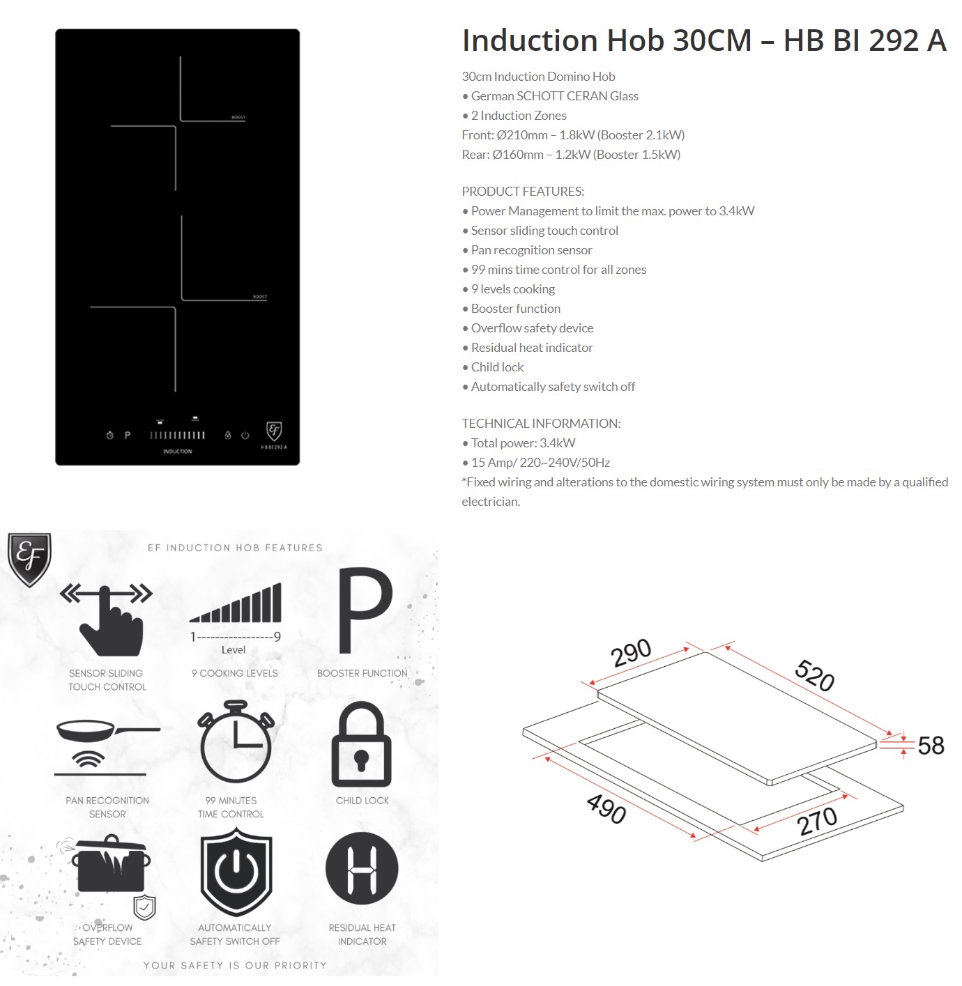 EF  Induction Hob HB BI 292 A