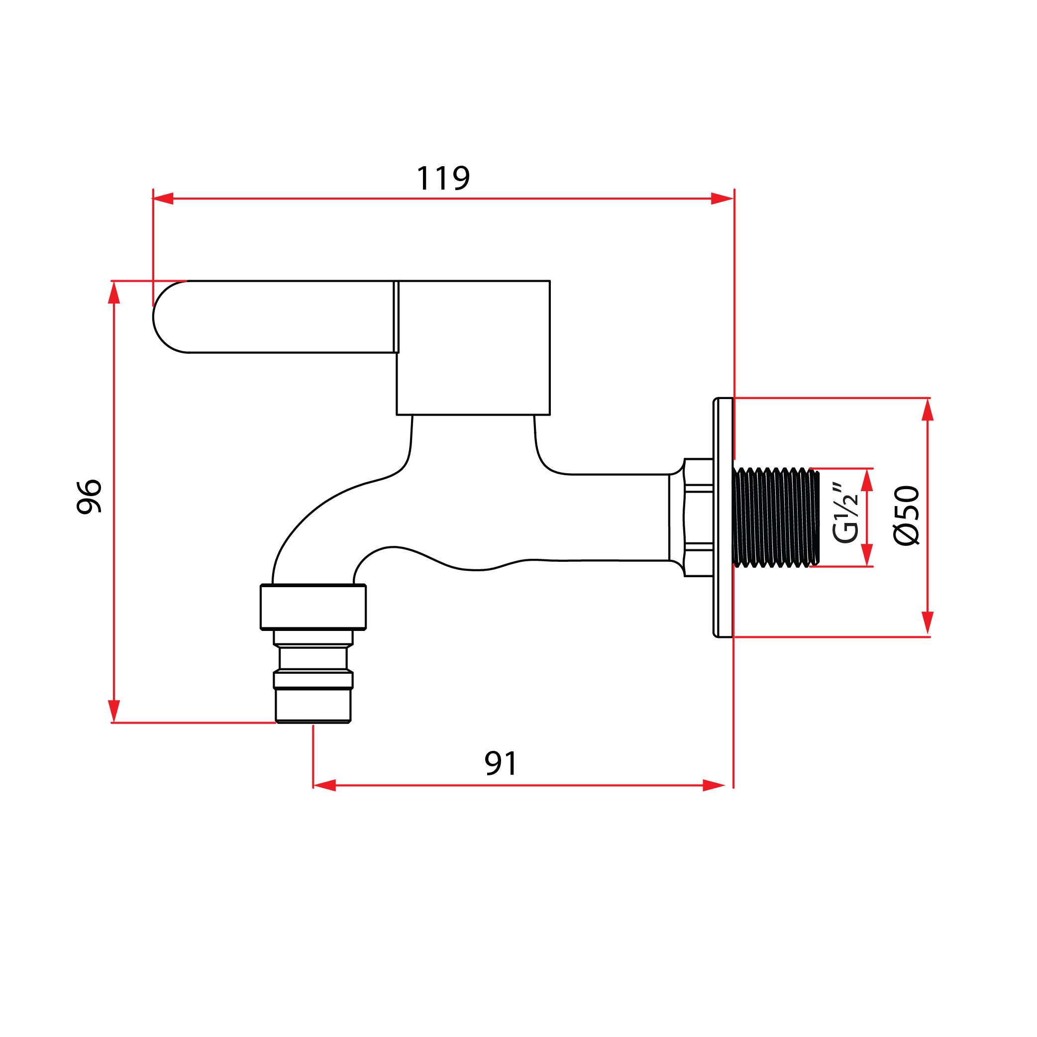 RUBINE Union Tap FRESCO U97370 view 3