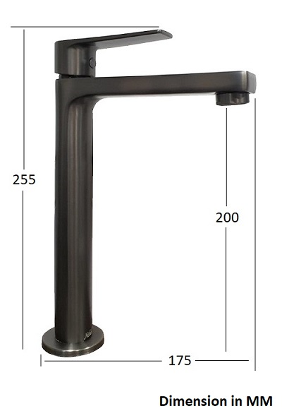 NOBEL N-9502T-GM Tall Basin Cold Water Tap - Gun Metal Finished view 2