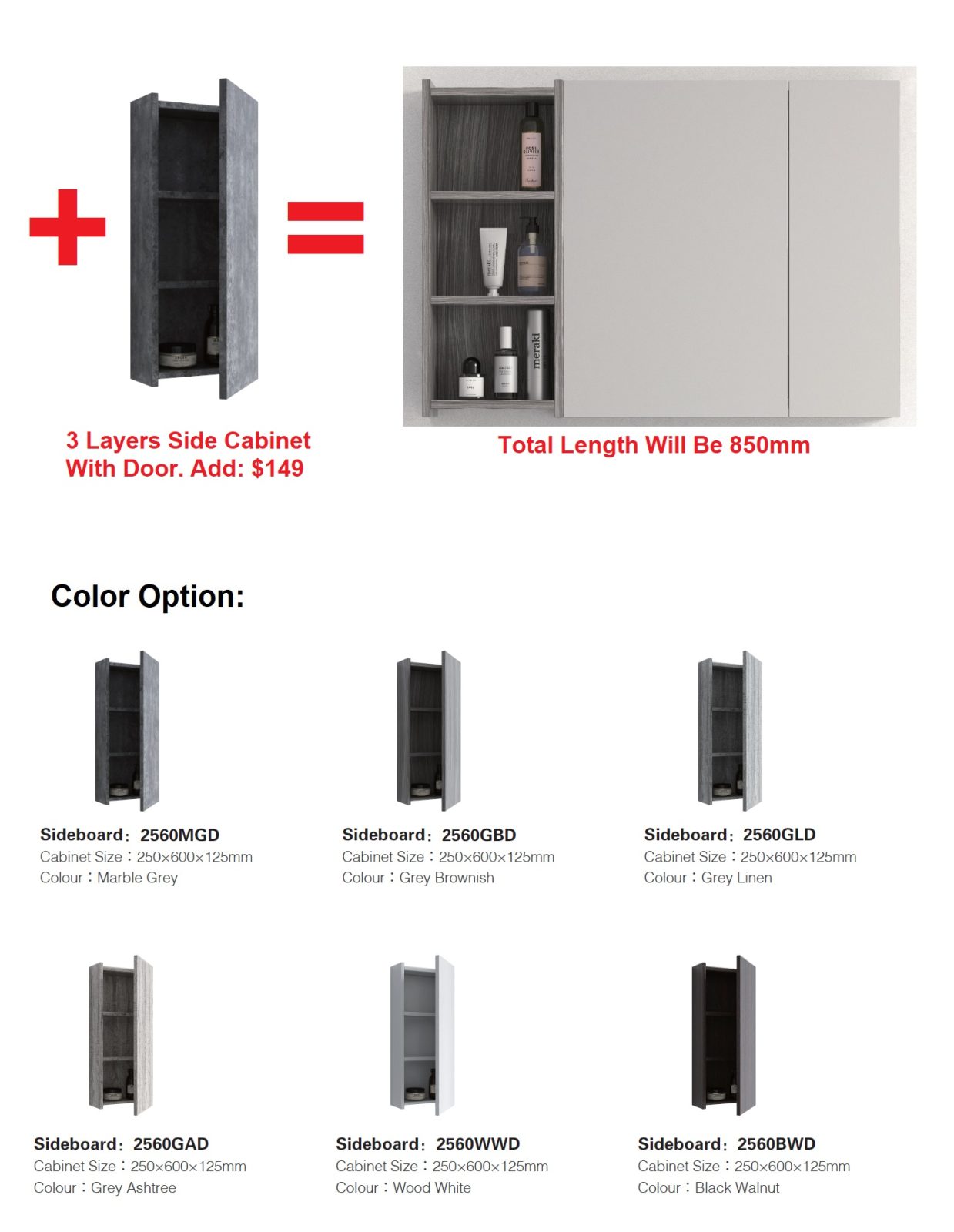 600MM PVC Mirror Cabinet DM6193 view 3