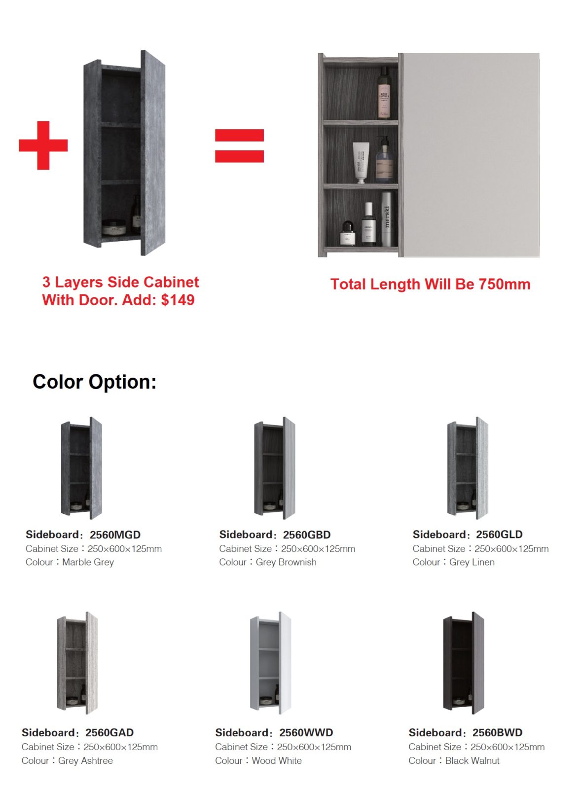 500MM PVC Mirror Cabinet DM5193 view 3